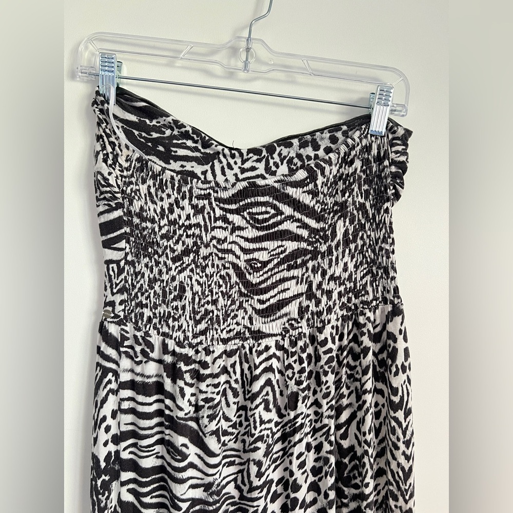 Guess Strapless Exotic Zebra White Leopard Print Maxi Dress Y2K Size M - Picture 5 of 8
